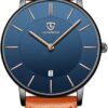 BEN NEVIS Watch, Mens Watch, Minimalist Fashion Simple Wrist Watch Analog Date with Leather Strap